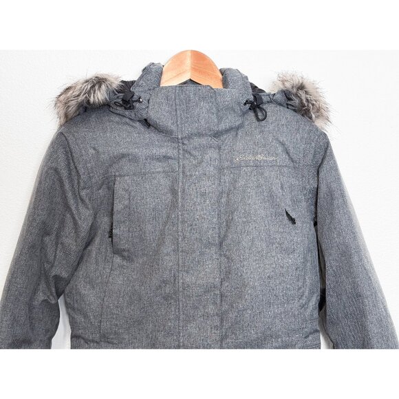 Eddie Bauer Weather Edge 650 Down Gray Hooded Parka Coat Women's Size XS - Picture 4 of 14